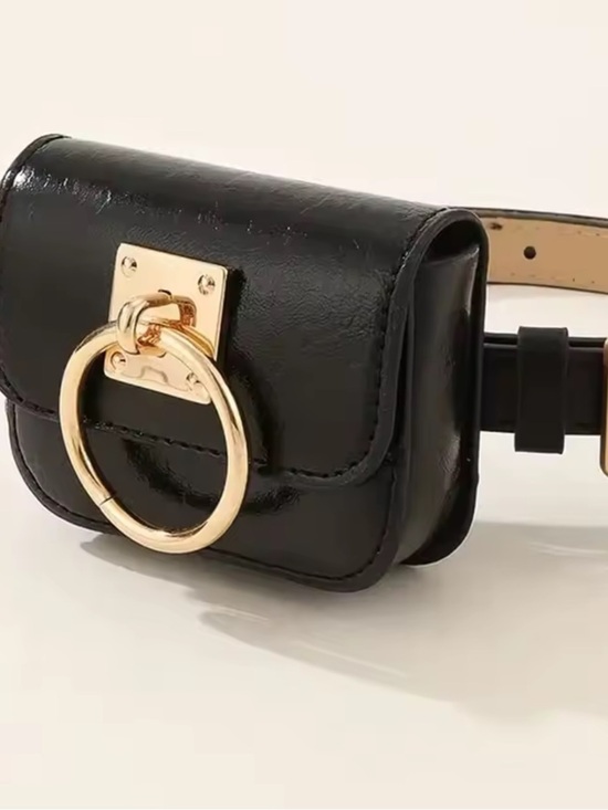 Black Faux Leather Belt Bag main image 4